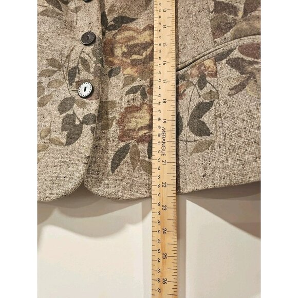 Precis Petite Silk Wool Tweed Blazer Women 12 Beige Floral Professional Career - Picture 11 of 12